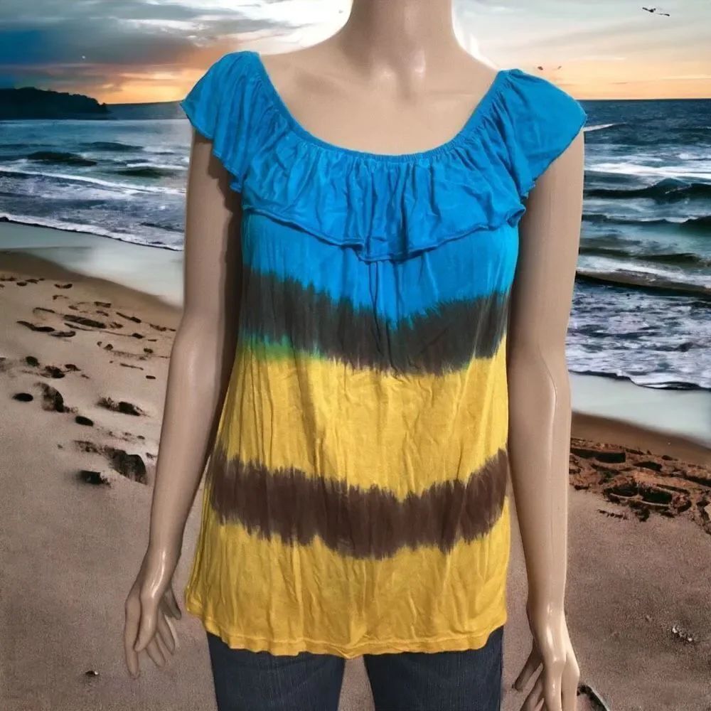 Vintage Tie Dye Ruffled Top L